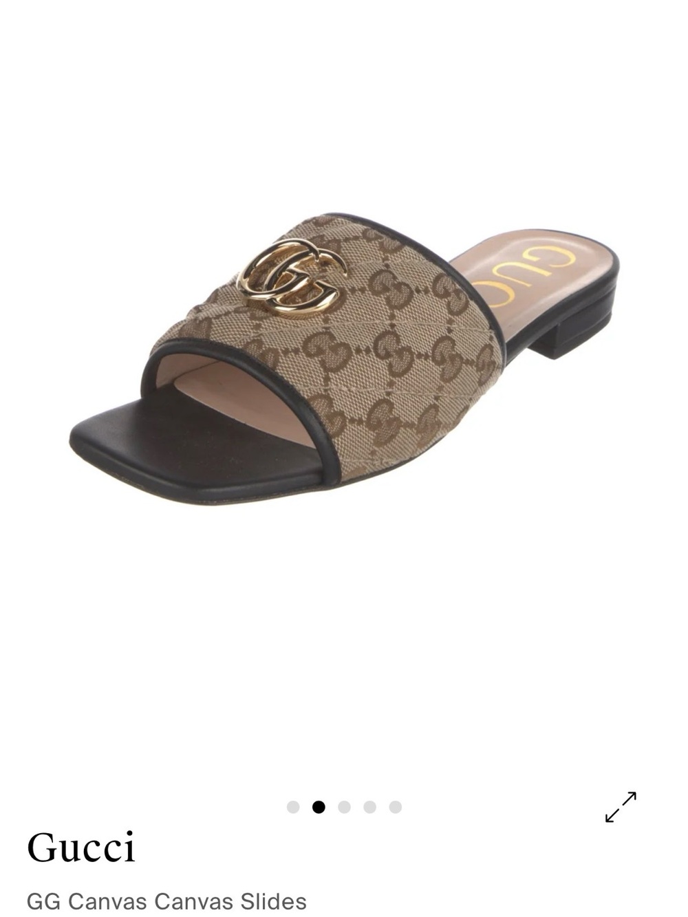 Gucci Tan GG Canvas Slide with Gold Double-G